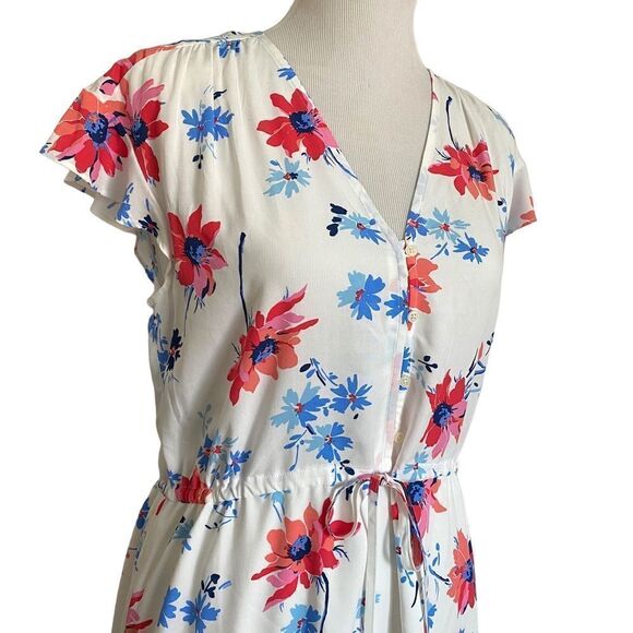 Gap Floral White Lightweight Midi Shortsleeved Sundress - Picture 5 of 9
